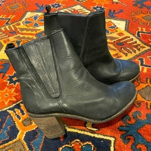 Free People black leather distressed booties